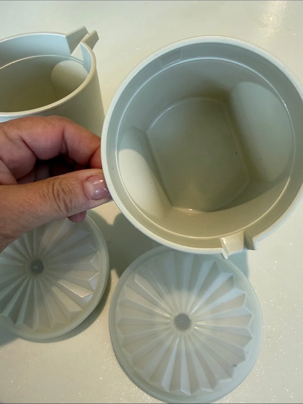 Vintage Tupperware Cream Ivory Sugar and Creamer Set with Lids
